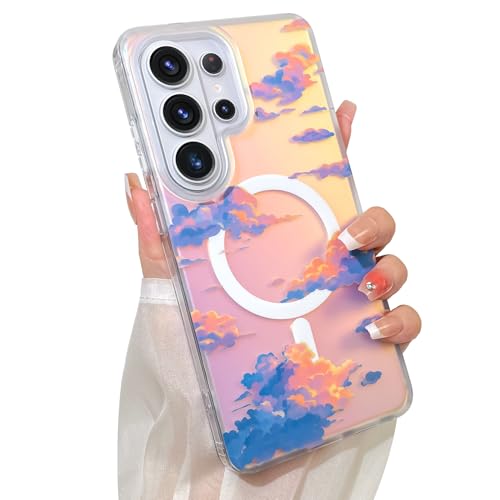 Cute Case for Samsung Galaxy S26 Ultra Case, Iridescent Clouds | Compatible with Magsafe, Aesthetic Twilight Sky Pattern Design for Women Girls, Girly Glitter Magnetic Phone Cover - color: Twilight Sky, size: Samsung Galaxy S26 Ultra