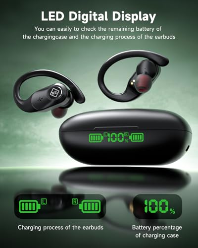Wireless Earbuds Bluetooth Headphones 96H Playtime LED Display Waterproof