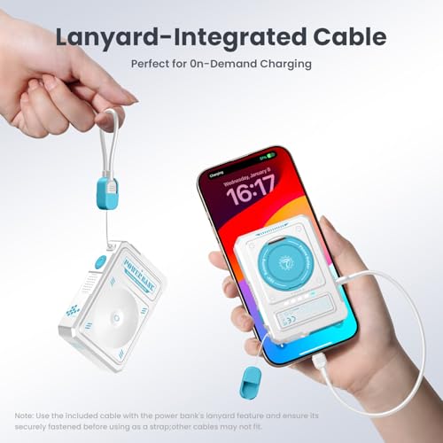10000mAh for Magsafe Portable Charger Power Bank Built in Cables&Wall Plug - color: White blue