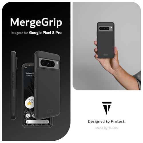 TUDIA MergeGrip [Magsafe Compatible] Designed for Google Pixel 8 Pro Case (2023) - Dual Layer [Military Grade] Shockproof Slim Rugged Tough Heavy Duty Phone Cases - Matte Black - color: Matte Black, size: Magnetic Pixel 8 Pro