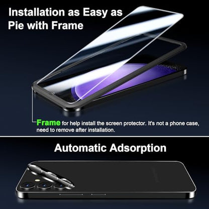 QsmQam 3 Pack Screen Protector for Samsung Galaxy S24 FE + 3 Pack Camera Lens Protector, Ultra HD Tempered Glass, 9H Hardness, Anti Scratch, Easy Installation - Case Friendly - size: Samsung Galaxy S24 FE