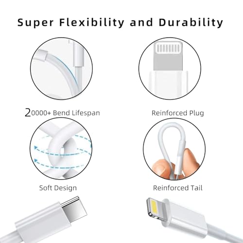 for Extra Long 10FT USB C to Lightning Cable 27W with PD Charger 1 Pack
