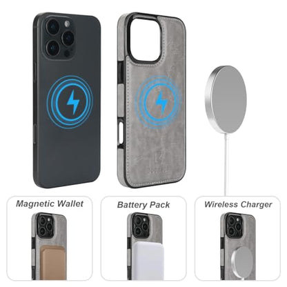 Bocasal for MagSafe Wallet Case Card Holder for iPhone 16 Pro Max Grey - color: Gray for MagSafe