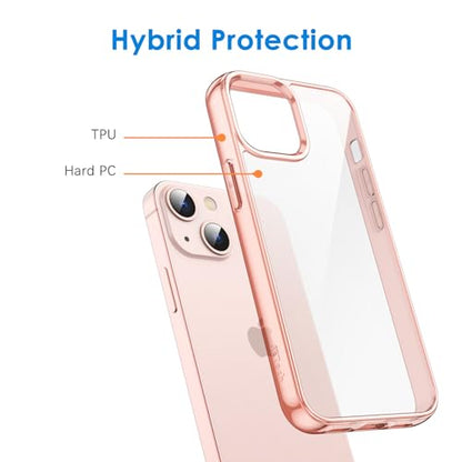 JETech Case for iPhone 13 mini, Anti-Yellowing, Rose Gold | Shockproof Protection, Scratch Resistant Hard PC Back, Durable Transparent TPU Bumper - color: Rose Gold