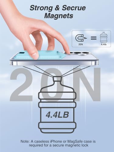 TopMade for MagSafe Wallet, 4 Cards Holder, Strongest Magnetic Phone Wallet - color: Baby Blue