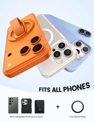 Lamicall Cosmic Orange Silicone Finger Loop Magnetic Phone Grip for MagSafe - color: Cosmic Orange - Zinc Alloy - Silicone Grip