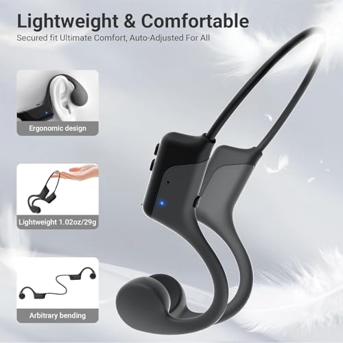 Bluetooth 6.0 Bone Conduction Sports Headphones: Open-Ear Design, IPX5 Waterproof, 10-Hour Playtime - Perfect for Running