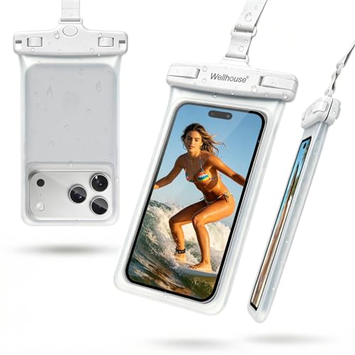 wellhouse Waterproof Phone Pouch, Waterproof Phone Case for iPhone 17 16 15 14 13 Pro Max XS Samsung, IPX8 3D Cellphone Dry Bag Beach Essentials (1 Pack - Luminous White7.0, 7 inch) - color: 1 Pack - Luminous White7.0"