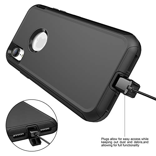 MXX Compatible with iPhone Xr Case, 3-Layer Super Protective Full Heavy Duty Body Tough Rugged Bumper Cover, Shock & Dust Proof, Designed for Apple Xr Phone Case 6.1" Black - color: Black