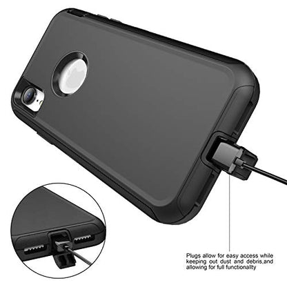 MXX Compatible with iPhone Xr Case, 3-Layer Super Protective Full Heavy Duty Body Tough Rugged Bumper Cover, Shock & Dust Proof, Designed for Apple Xr Phone Case 6.1" Black - color: Black
