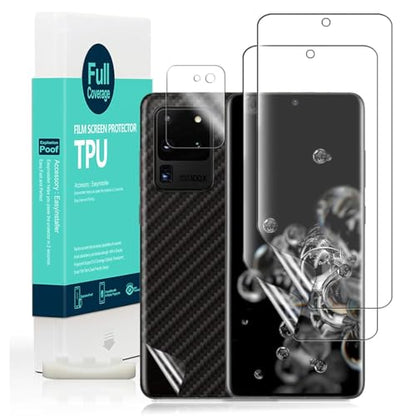 Ibywind 2 Pcs Screen Protector For Samsung Galaxy S20 Ultra 5G 6.9",Flexible TPU Film,With 1Pc Camera Lens Protector,1Pc Back Film,Bubble Free[Easy to install] - size: Galaxy S20 Ultra 6.9 inches
