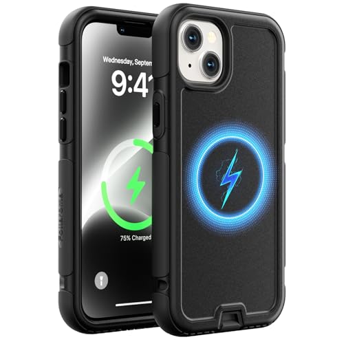 Follaroma Magnetic for iPhone 14 Case, Heavy Duty Phone Cases, Black, 6.1" | Compatible with MagSafe, Heavy Duty Shockproof,Military-Grade Anti-Drop Protective,Dual Layer Magnetic Protection Phone Cover - color: Black, size: iPhone 14 6.1''