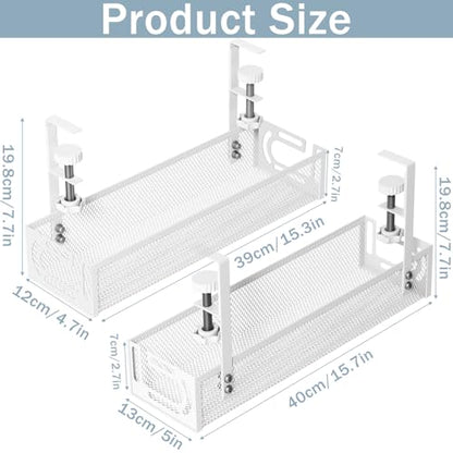Cable Management, 2 Pack Cable Management Under Desk, Cable Tray - color: White, size: 15.3''+15.7'' (2 Pack)