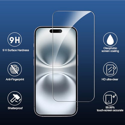 SIBEITU Screen Protector for iPhone 16 Plus 6.7 Inch Tempered Glass | 3 Pack Screen + 3 Pack Camera Lens Protector, HD Clear 9H Hardness, Scratch Resistant, Sensor Protection, Case Friendly - size: iPhone 16 Plus 6.7"