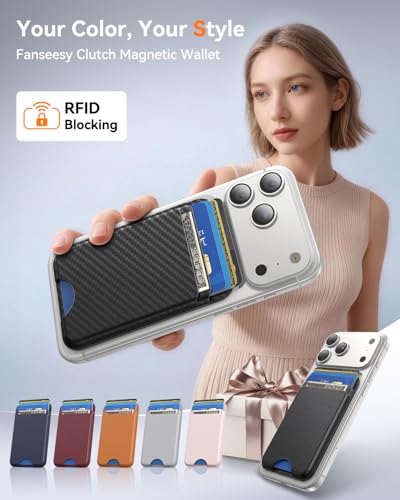 for MagSafe Wallet, 5 Card Holder, Slim Leather Magnetic Wallet for iPhone 17/16/15/14/13/12 Pro Max Plus Air Series, 1 Card Slots & 1 Cash Slot,Carbon Fiber - color: Carbon Fiber