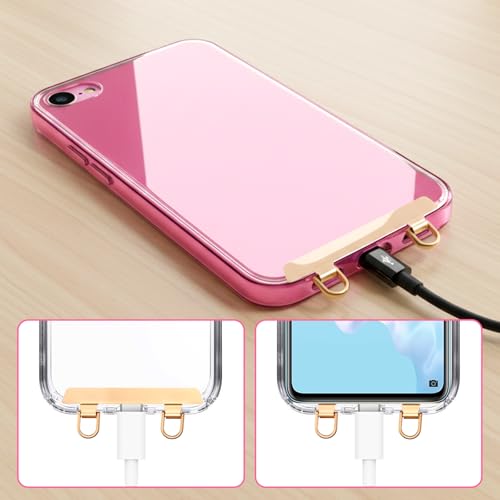 4 PCS Metal Phone Tether Tab, Tether Tabs for Cell Phone, Two Hanging Ring Phones Lanyard Tab, Anti-Scratch Lanyard Patch for Full Phones Cases