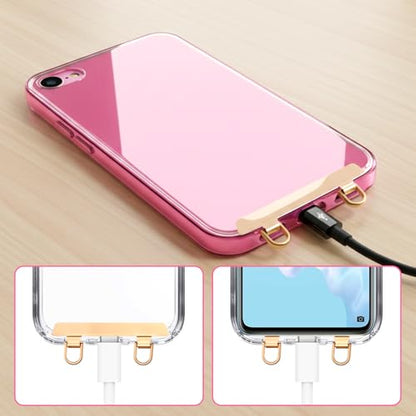 4 PCS Metal Phone Tether Tab, Tether Tabs for Cell Phone, Two Hanging Ring Phones Lanyard Tab, Anti-Scratch Lanyard Patch for Full Phones Cases