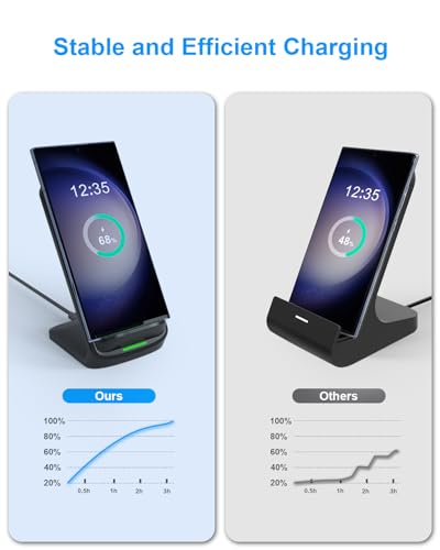 NANAMI Upgraded Fast Wireless Charger, Wireless Charging Stand Compatible with Samsung Galaxy S26/S26+/S25/S24/S23 & Phone Charger Dock for iPhone 18 Pro/18 Pro Max/17/17 Air/16/16 Plus/16 Pro/15/14 - color: Black, size: 1Pack