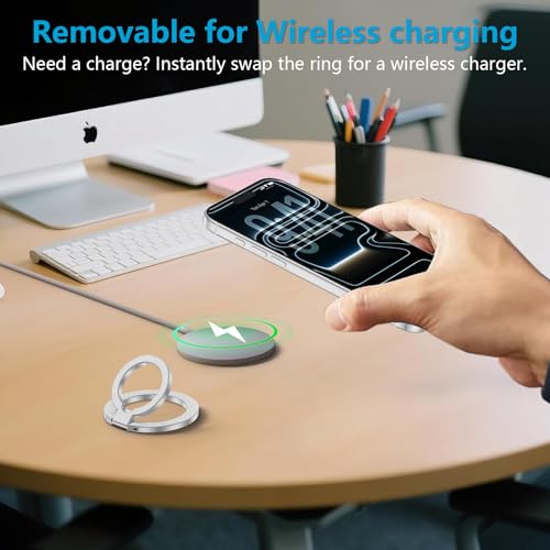 Magnetic Phone Grip, MagSafe Phone Ring Holder Two-Sided Magnet Kickstand - color: silver