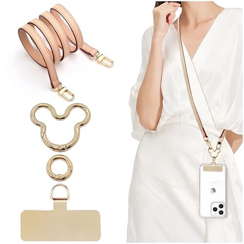 Mouse Ears Crossbody Phone Lanyard - Adjustable Shoulder Neck Strap [Works with All Phones] Hands-Free Cell Phone Strap - Neck Chain Holder for iPhone 16/15/14/13 Pro/S24 Ultra