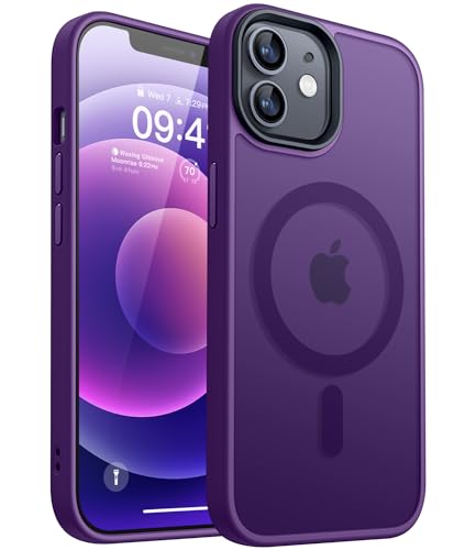 CANSHN Magnetic for iPhone 12 Case/iPhone 12 Pro Case, Deep Purple | Translucent Matte, Compatible with MagSafe, Heavy Duty Protection, Scratch Resistant, Slim Fit, Pocket Friendly - color: Matte Magnetic & Deep Purple