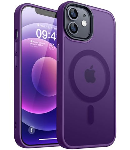 CANSHN Magnetic for iPhone 12 Case/iPhone 12 Pro Case, Deep Purple | Translucent Matte, Compatible with MagSafe, Heavy Duty Protection, Scratch Resistant, Slim Fit, Pocket Friendly - color: Matte Magnetic & Deep Purple