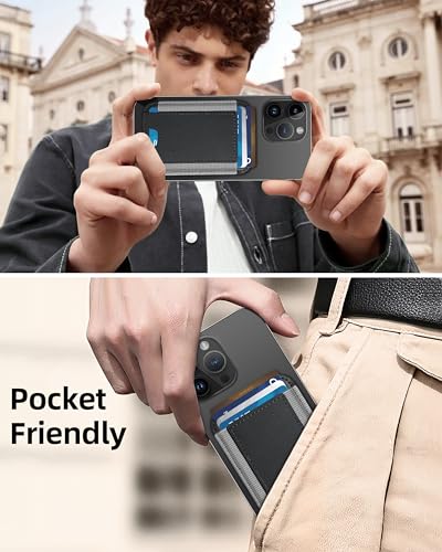 HiWe for MagSafe Wallet, 7 Cards Holder for Phone Case, RFID Blocking - color: Black Wallet - Grey Band