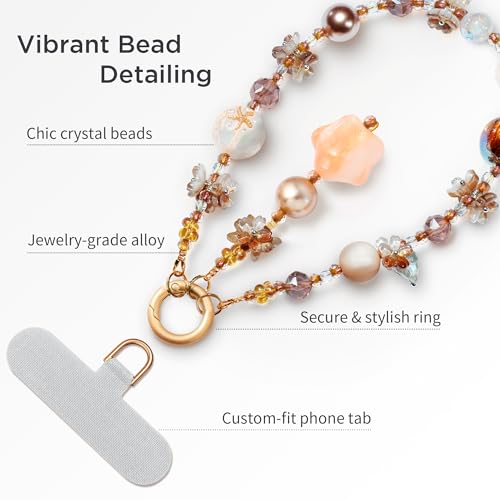 POSADINA Phone Charm for Women, Anti-Theft Phone Wrist Strap, Hands-Free & Detachable Cellphone Lanyard Chain with Tether Tab - color: Espresso Chic
