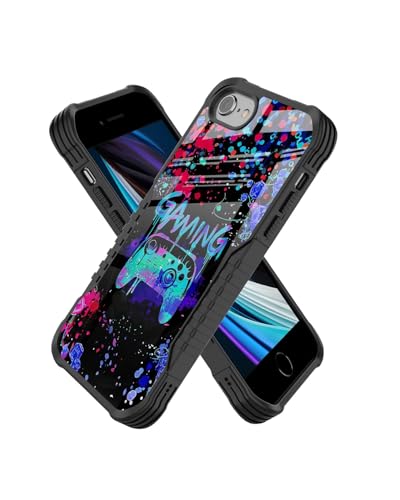 Protective Case Compatible with iPhone se 2022 2023 6/7/8 - Gaming | Hard PC Back Soft TPU Frame, Anti-Slip Shockproof, Stylish Printed Phone Cover Suitable for Men and Women - color: Gaming