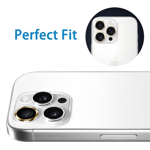 Designed for iPhone 16 Pro and 16 Pro Max Camera Lens Protector, Metal Lens Cover 9H Tempered Glass Camera Cover Anti Scratch Shockproof Screen Protector - color: Desert