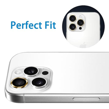 Designed for iPhone 16 Pro and 16 Pro Max Camera Lens Protector, Metal Lens Cover 9H Tempered Glass Camera Cover Anti Scratch Shockproof Screen Protector - color: Desert