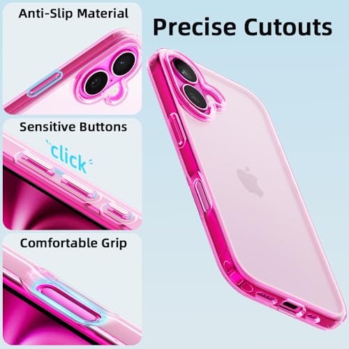 Mobnano for iPhone 16 Case, Protective Shockproof Bumpers [Not Yellowing] Anti-Scratch Transparent Slim Hard PC Back Soft TPU Frame Cover for Men Women - Rose Red - color: Rose Red