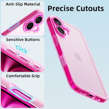 Mobnano for iPhone 16 Case, Protective Shockproof Bumpers [Not Yellowing] Anti-Scratch Transparent Slim Hard PC Back Soft TPU Frame Cover for Men Women - Rose Red - color: Rose Red