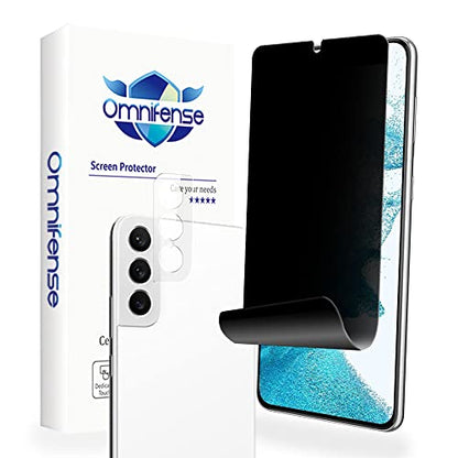 Galaxy S22 Plus Privacy Screen Protector Soft Film 2 Pack and Tempered Glass Camera Lens Protector 1 Pack, Case Friendly Support in-Screen Unlock, 2 Way Anti Spy Privacy Protection for - size: S22 Plus