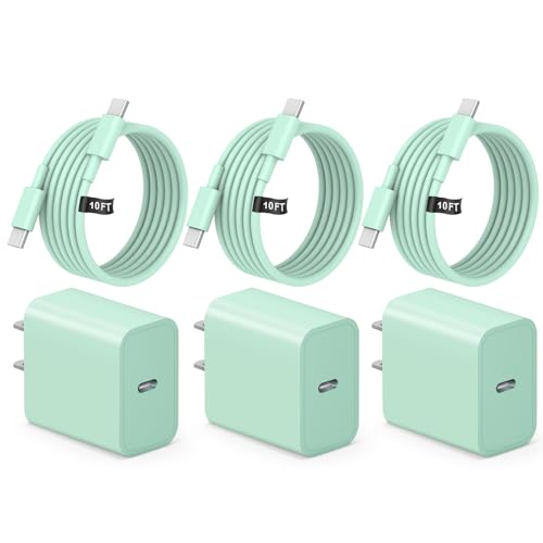 iPhone 17 16 15 Charger Fast Charging 3 Pack USB C Charger Block - color: Purple, size: 6FT