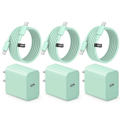iPhone 17 16 15 Charger Fast Charging 3 Pack USB C Charger Block - color: Purple, size: 6FT