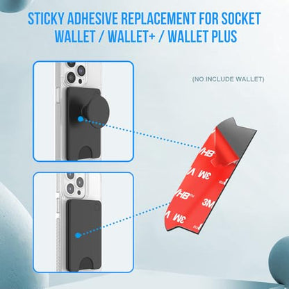 volport 10pcs Sticky Adhesive Replacement for Pops Wallet+ & Wallet Plus Base, Socket Wallet Case Back Sticker Pads, Double-Sided High Stickiness Strip Tapes Piece for Cell Phone Wallet Card Holder