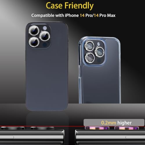 Camera Lens Protector for iPhone 14 Pro/14 Pro Max, Diamond Silver - color: Diamond Silver