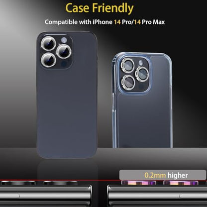 Camera Lens Protector for iPhone 14 Pro/14 Pro Max, Diamond Silver - color: Diamond Silver