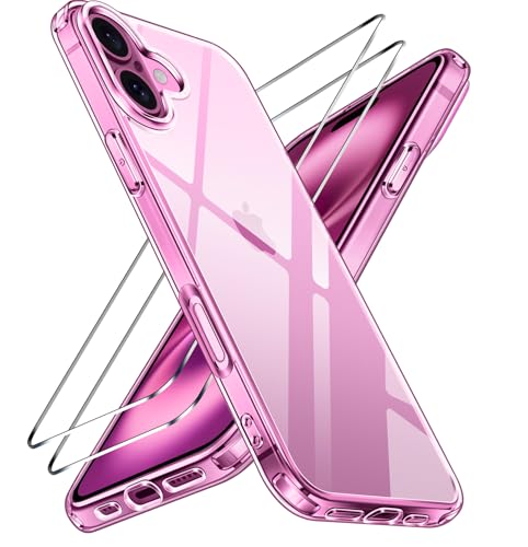 ivoler 3-in-1 Case for iPhone 16 Plus 6.7 inch, Clear | with 2 Pack Screen Protector Tempered Glass, Military Shockproof Protective Hard Back Slim Bumper Phone Cover - color: Clear, size: For Iphone 16 Plus 6.7 Inch