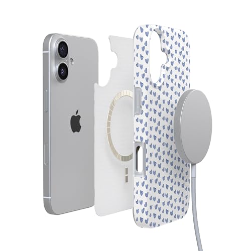 Casely iPhone 17 Case | Lovebug | Blue Hearts | Compatible with MagSafe | Classic Ultra Slim Design - color: Lovebug | Blue Hearts