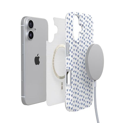 Casely iPhone 17 Case | Lovebug | Blue Hearts | Compatible with MagSafe | Classic Ultra Slim Design - color: Lovebug | Blue Hearts