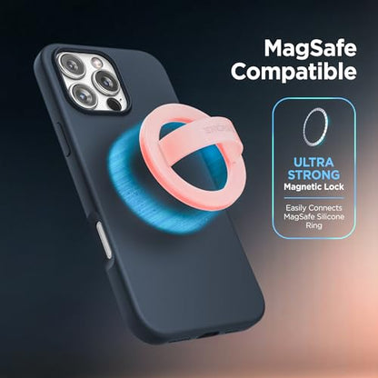 Encased Magnetic Phone Grip Holder Thin Silicone Finger Loop Ring Compatible with iPhone (Blush Pink) - color: Blush Pink