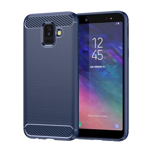 Case for Samsung A6 2018 Galaxy A6 2018 Carbon Fiber Phone Case Soft TPU Anti-Slip Durable Lightweight Protective Phone Cover for Samsung Galaxy A6 2018,Blue - color: Blue Striped, size: For Samsung Galaxy A6 2018