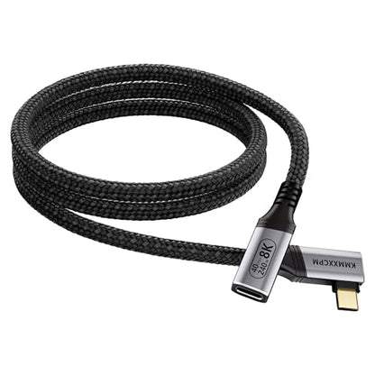 USB-C Right Angle Extension Cable 3.3FT Compatible with Thunderbolt 4/3,USB4 Extension 40Gbps Data Transfer,90 Degree USB C Male to Female Extender Cord,240W Fast Charging,8K/4K Video Display - size: 3.3FT