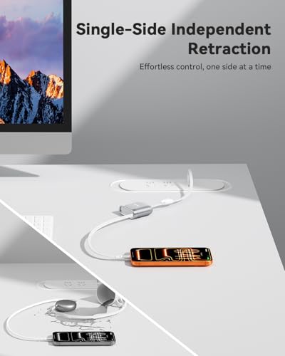 SOOPII 240W Single-Pull Retractable USB C to USB C Cable, 3.71FT, Silver - color: Silver, size: 3.71FT-1 Pack
