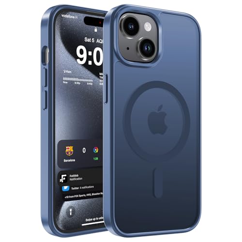 WRJ Magnetic Case for iPhone 13/iPhone 14 6.1-Inch,iPhone 15 Case,Blue | Compatible with Magsafe,Military Grade Drop Protection,Slim Translucent Anti-Fingerprints Shockproof Protective Phone Case - color: Blue, size: For Iphone 13/14/15 6.1 Inch