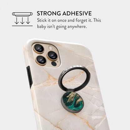 BURGA Cell Phone Ring, Holder Grip and Stand - Finger Phone Grip for Back of Smartphone Case, Kickstand 360 Rotation Ring - color: Emerald Pool, style: Gold