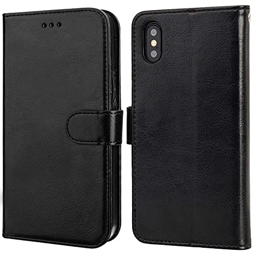 Bocasal Detachable Wallet Case Card Holder for iPhone Xs Max, Black - color: Black