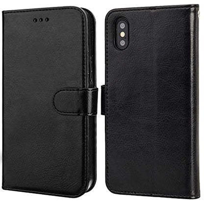 Bocasal Detachable Wallet Case Card Holder for iPhone Xs Max, Black - color: Black
